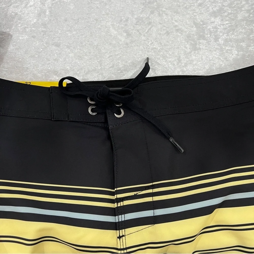 O'Neill Boardshort Swim‎ Shorts Men's Size 32 Striped Black Teal Green Unlined